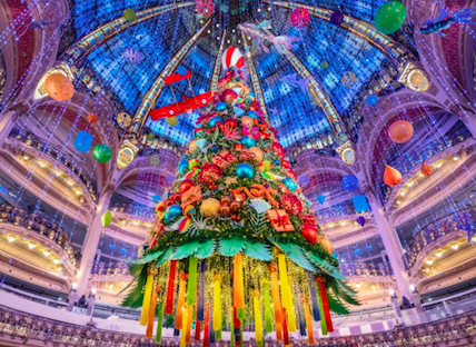 It's Christmas time. Galeries Lafayette, Paris: December 2020